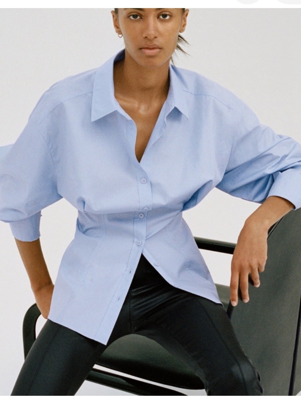 Zara Pale Blue Poplin Dress Shirt